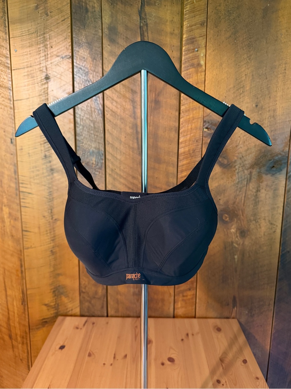 Panache Sport Underwire High Impact Sports Bra Black 34E Convertible P104049